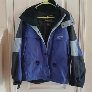 Vintage Retro 90s Solstice Microshed Ski Jacket, Hood, Vents, Cinch Waist Sz S